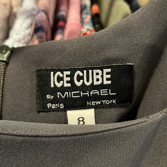 Ice cube by Michael Office Dress. Dark grey/olive. Fully lined. Zip back - Picture 4 of 6